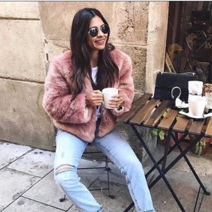 Pink Faux Fur Coat